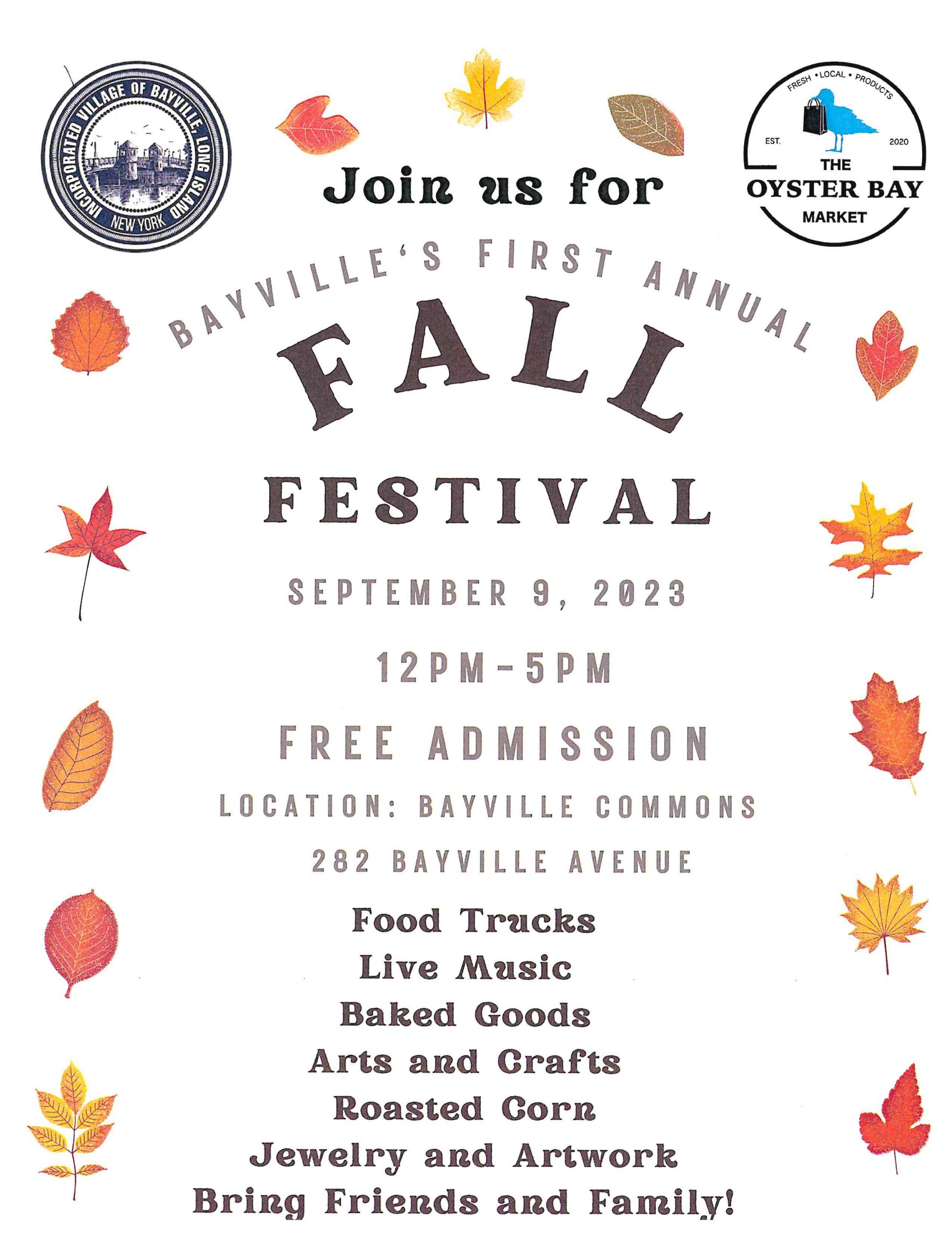 Bayville's First Annual Fall Festival Village of Bayville NY